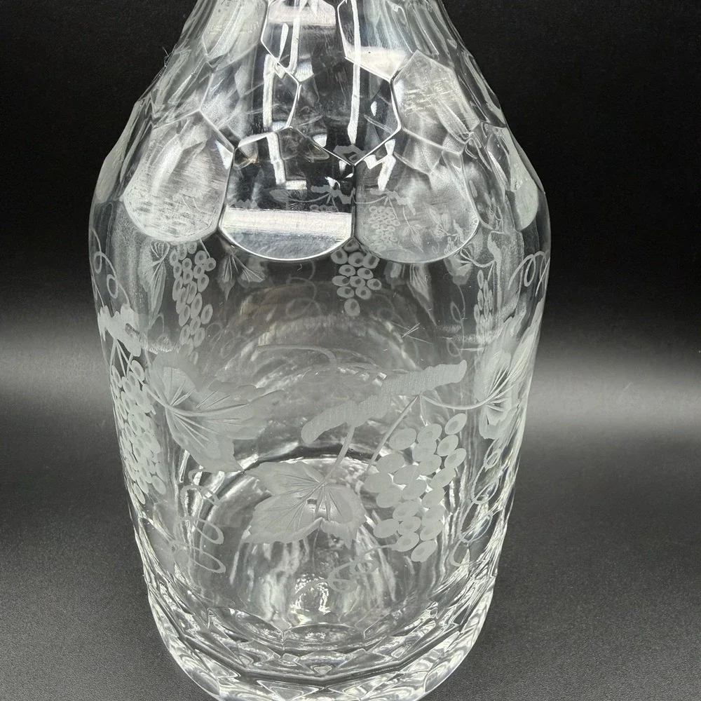 William Yeoward Crystal Decanter Cordelia Pattern ~ Grape vine etching